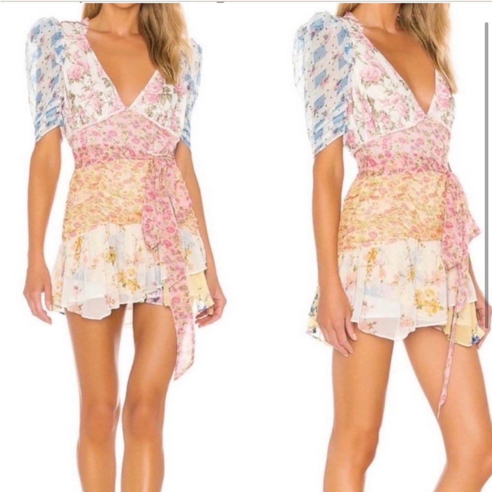 LoveShackFancy Arlo Mini Dress in Picnic Patchwork